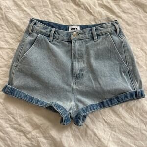 OBEY Women's Roll Up Denim Shorts Size 25